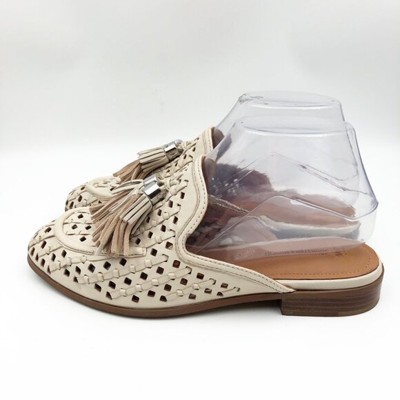 JOHNSTON & MURPHY Ali Woven Tassel Mule Bone Glove Leather Womens 6.5 - Picture 3 of 8